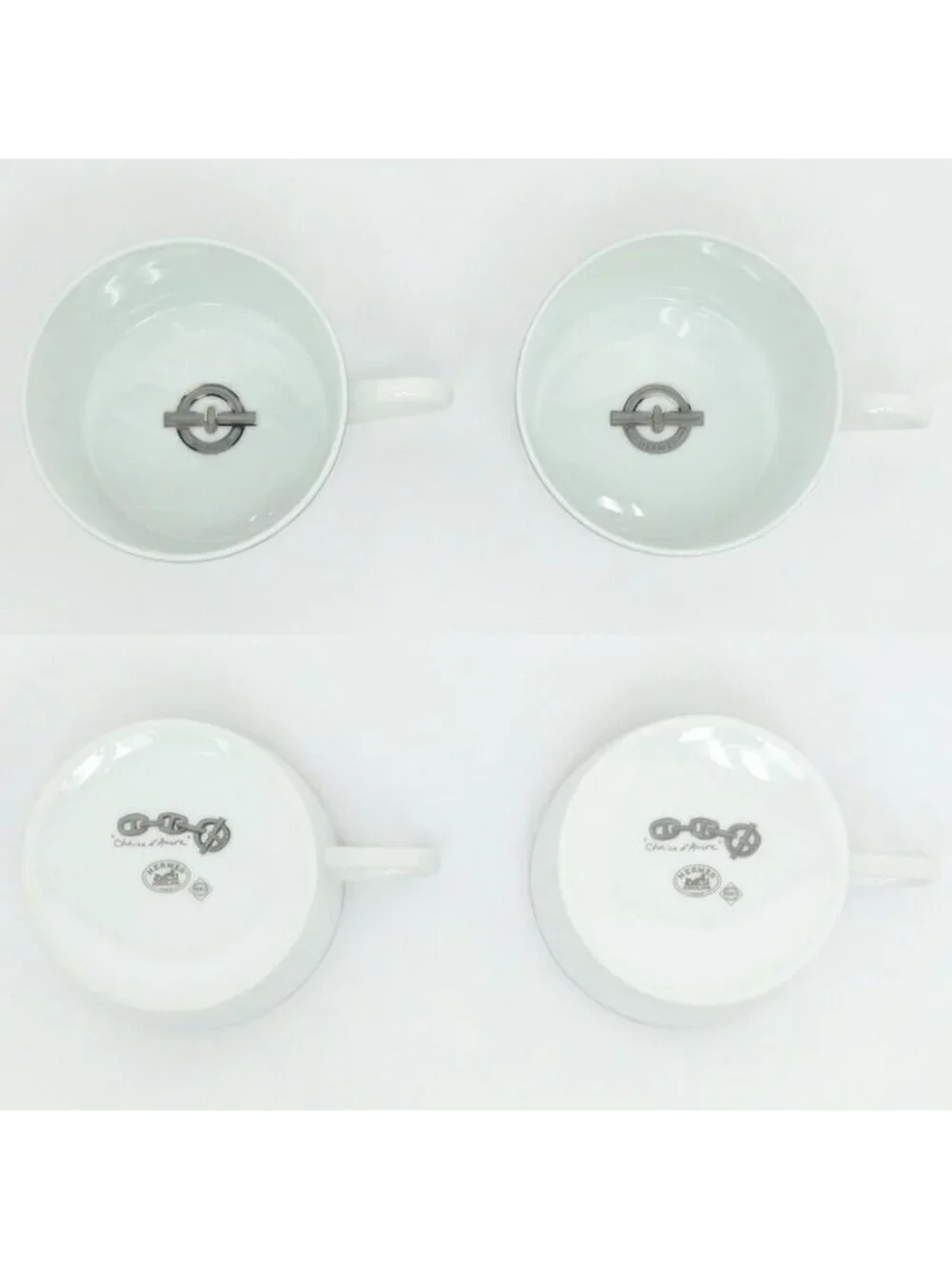Hermes Tea Cup & Saucer Chaine D'Ancre 2-customer Set White Platinum